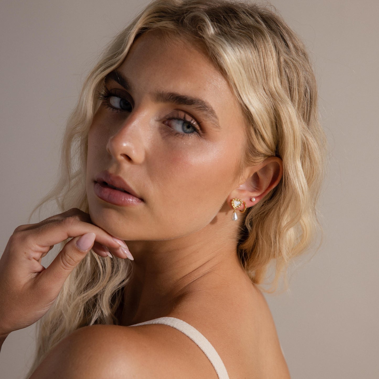 Beaded Drop Pearl Earrings Margot