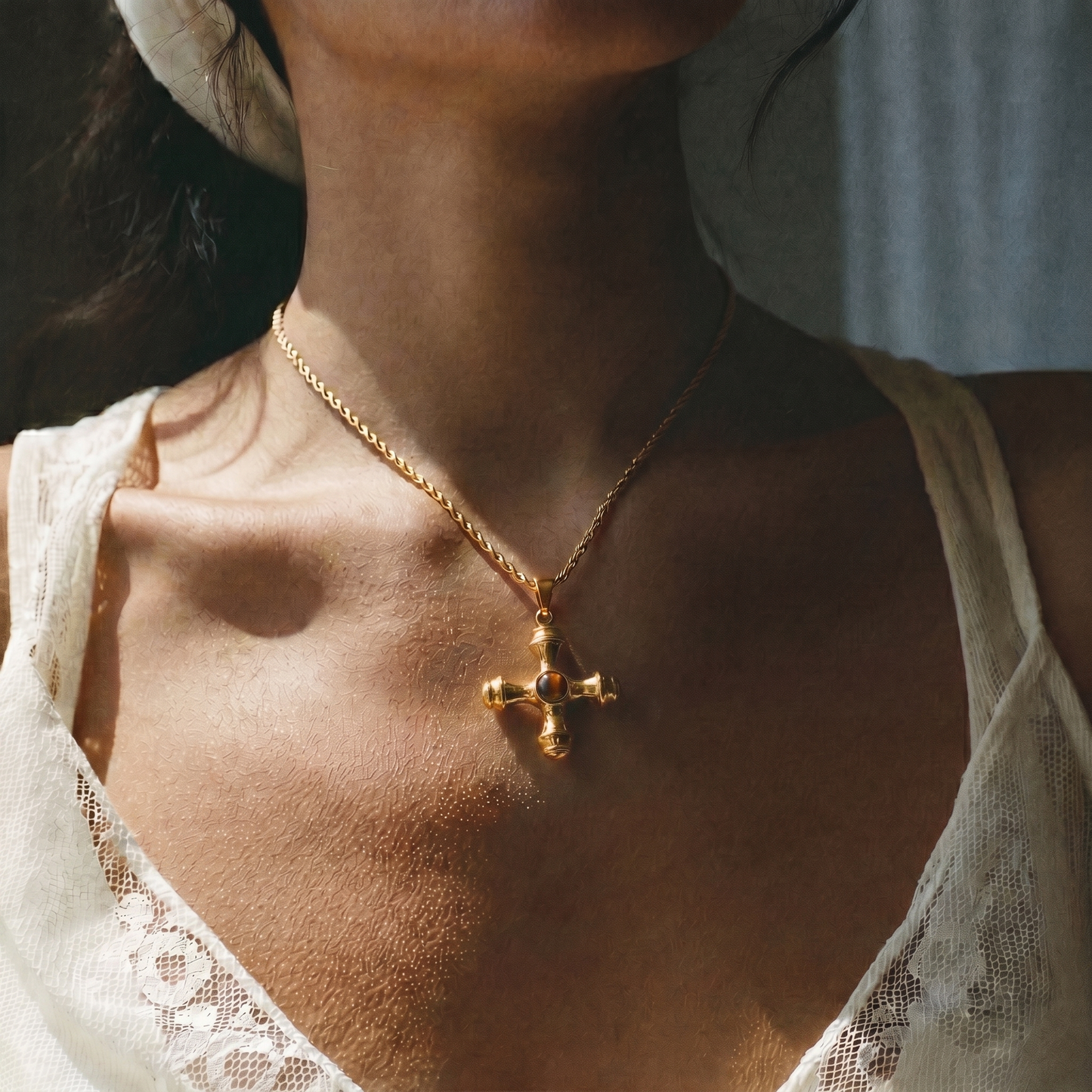 Bold Gold Cross Necklace Margot