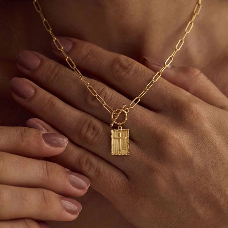 Bold Gold Cross Necklace Margot