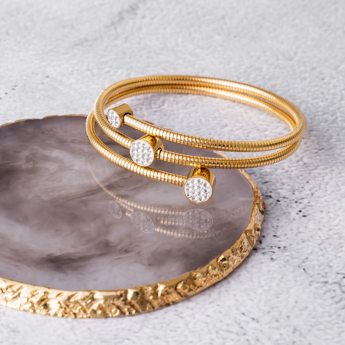Crystal Spiral Gold Bracelet Margot