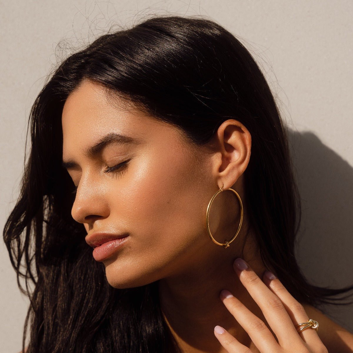 Gold Center Knot Hoop Earrings Margot