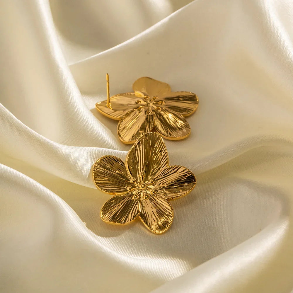 Gold Floral Statement Earrings Margot