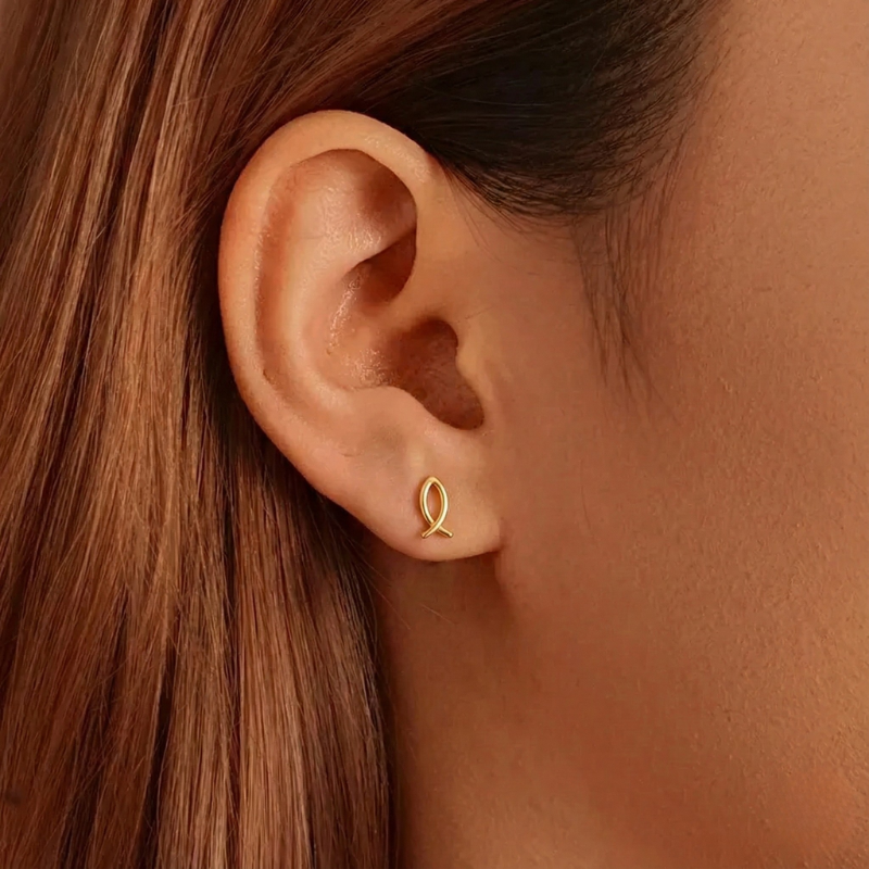 Gold Ichthys Stud Earrings Margot