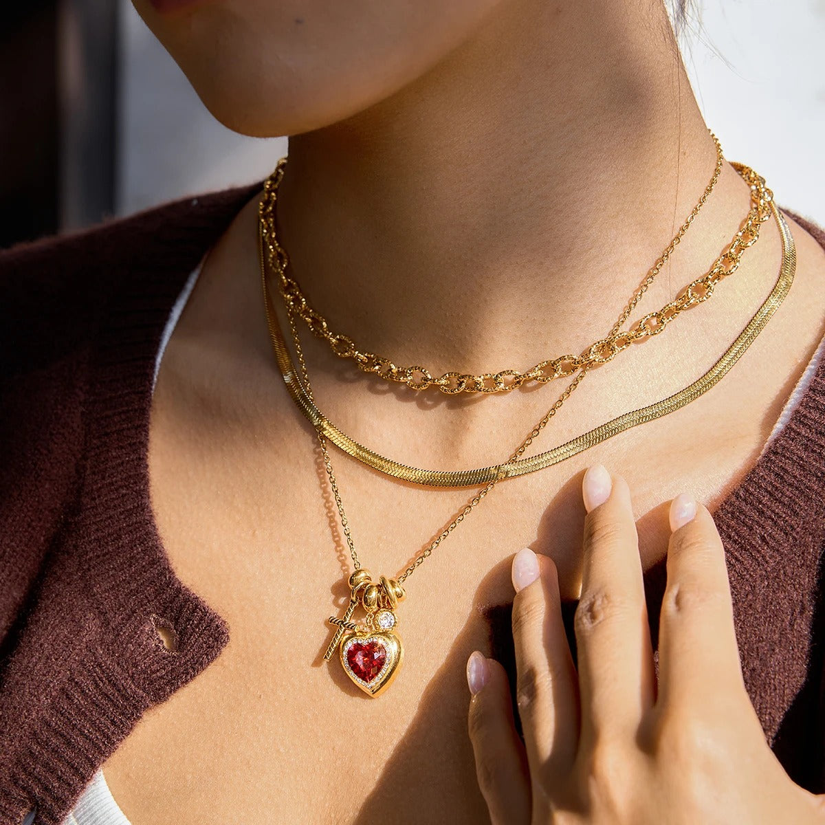 Gold Sacred Heart Necklace Margot