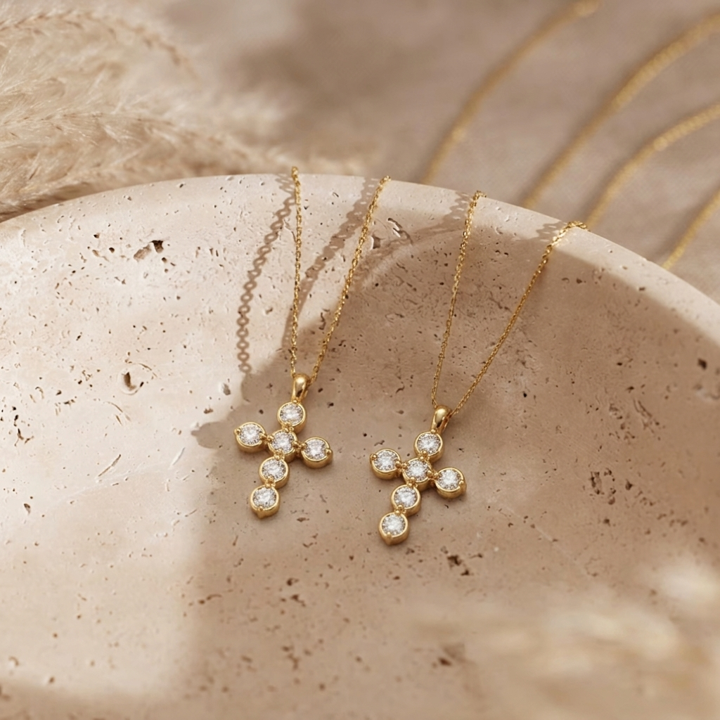 Gold Starlight Cross Necklace Margot