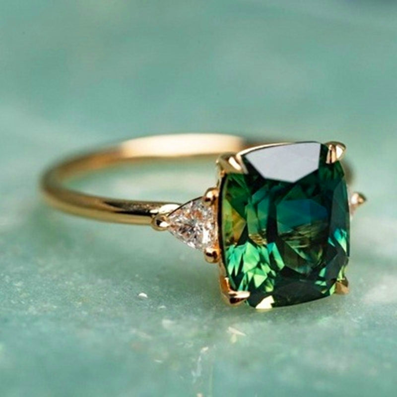 Green Zirconia Ring Gold Margot