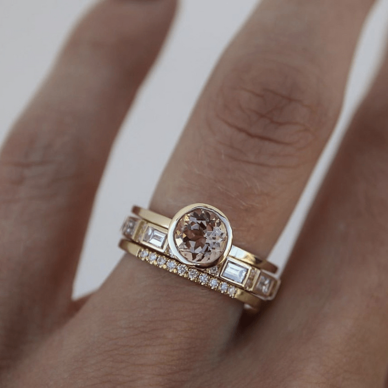 Inlaid Crystal Gold Ring Margot