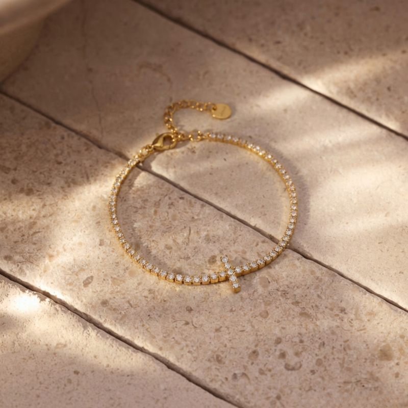 Minimalist Gold Cross Bracelet Margot