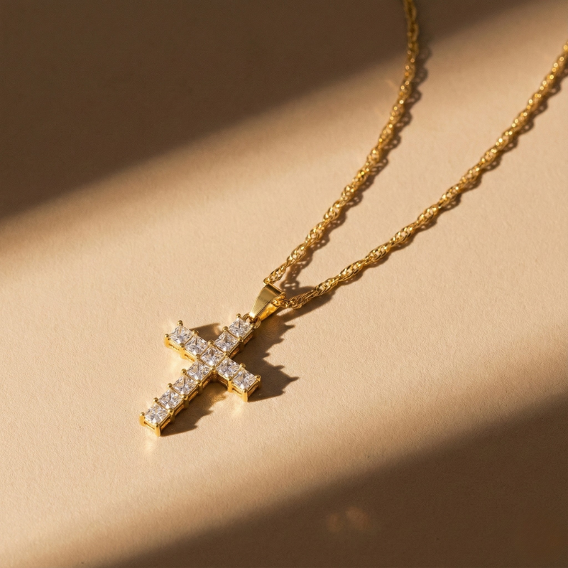 Modern Gold Cross Necklace Margot