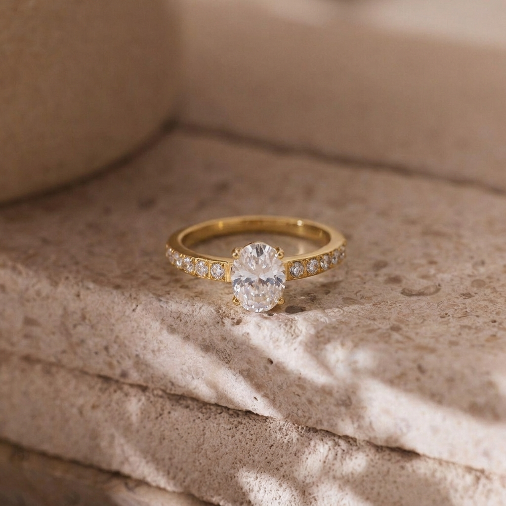 Oval Gold Solitaire Engagement Ring Margot
