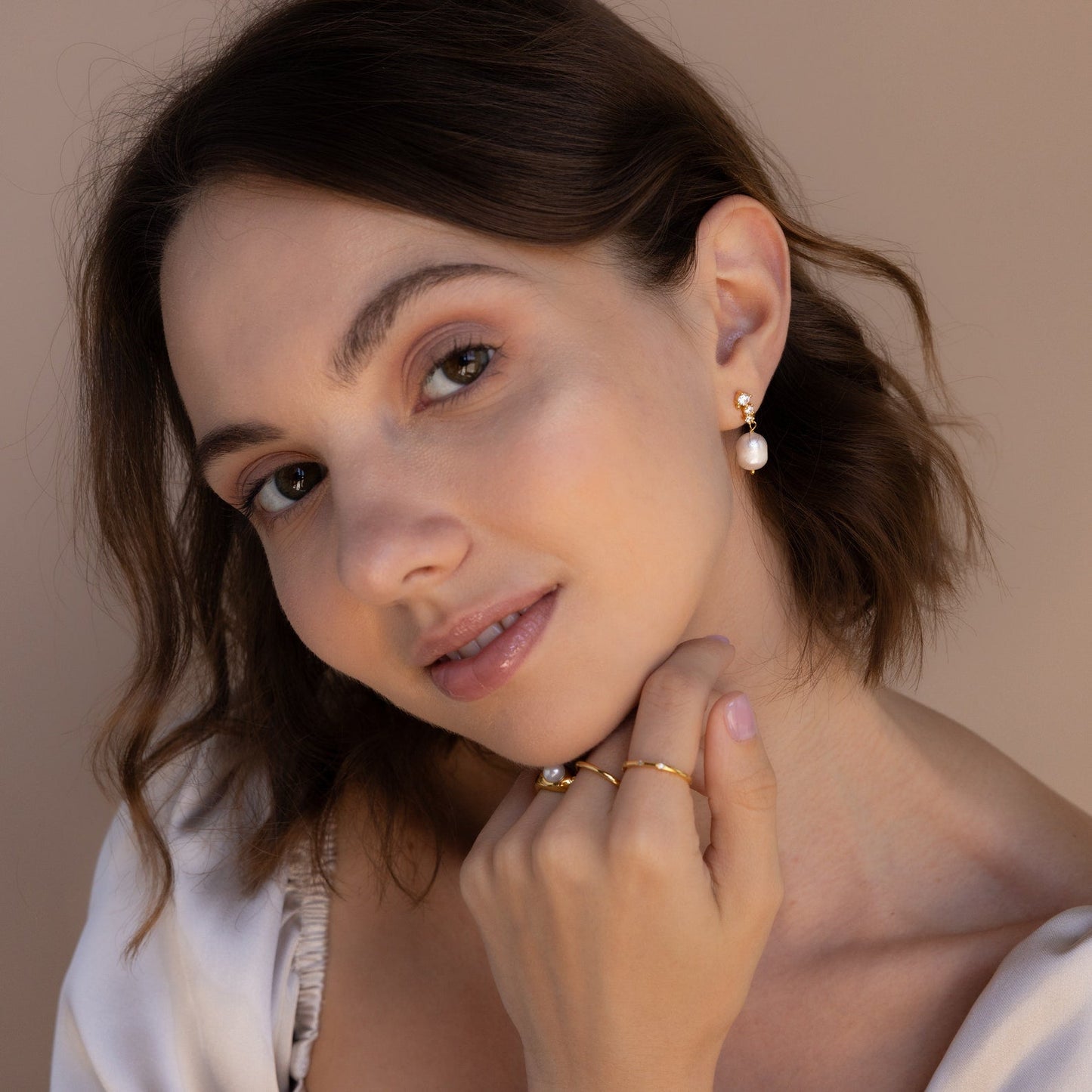 Pearl and Diamond Drop Earrings Margot