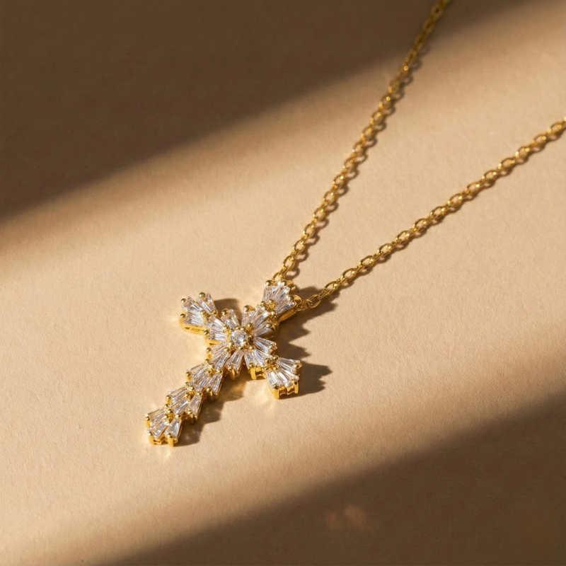 Radiant Gold Cross Necklace Margot