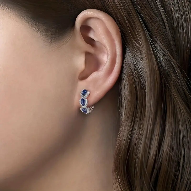 Sapphire Crest Earrings Gold Margot