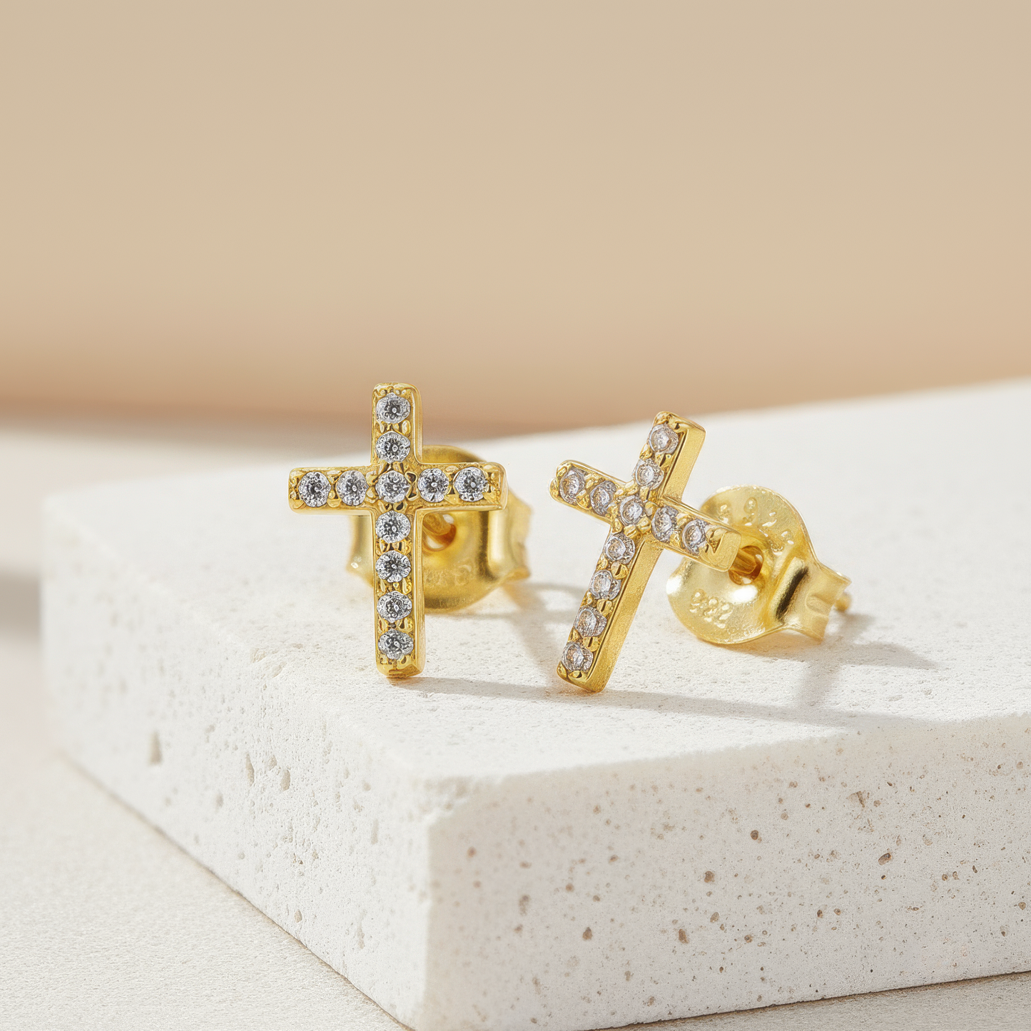 Shiny Gold Cross Earrings Margot