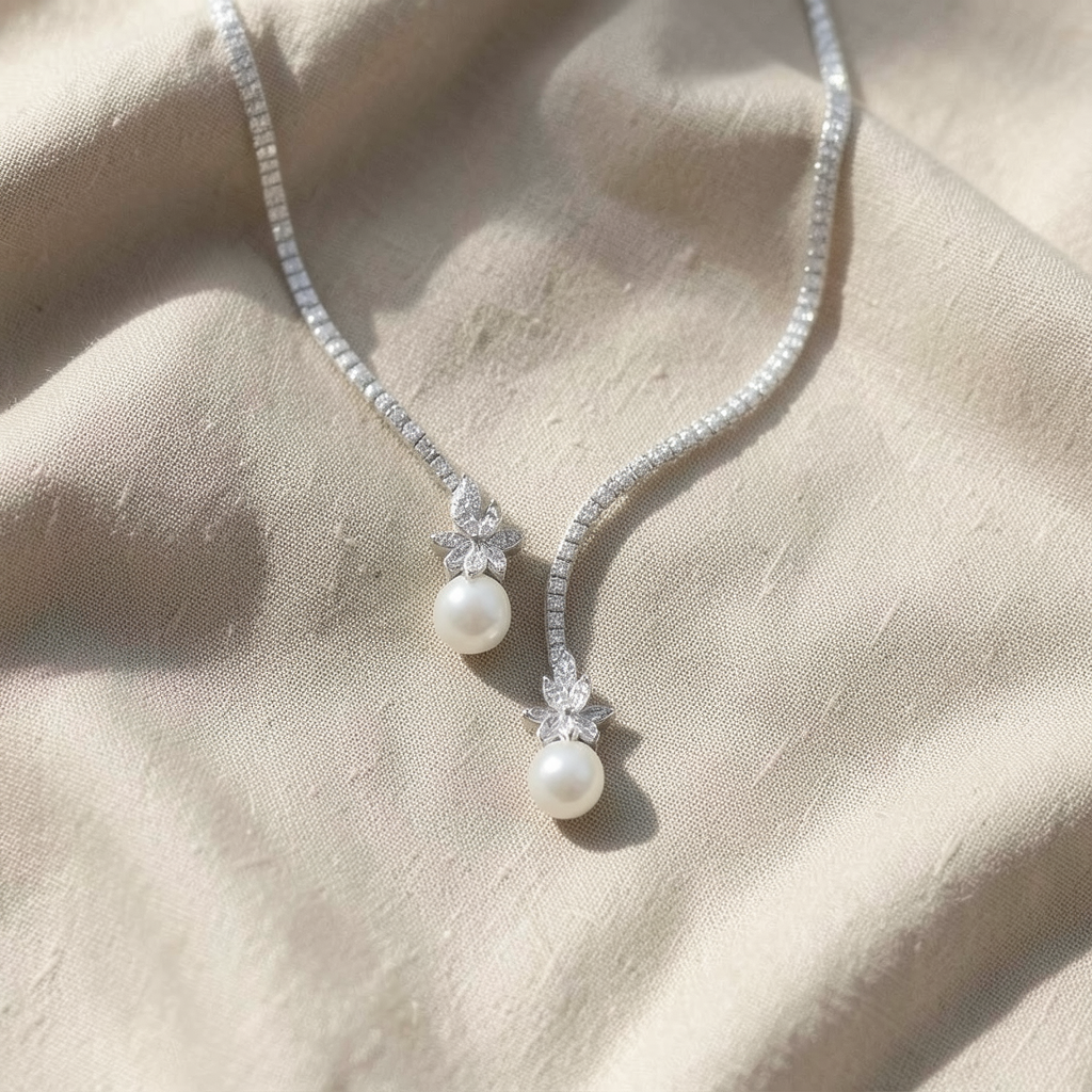 Shiny White Pearl Necklace Margot