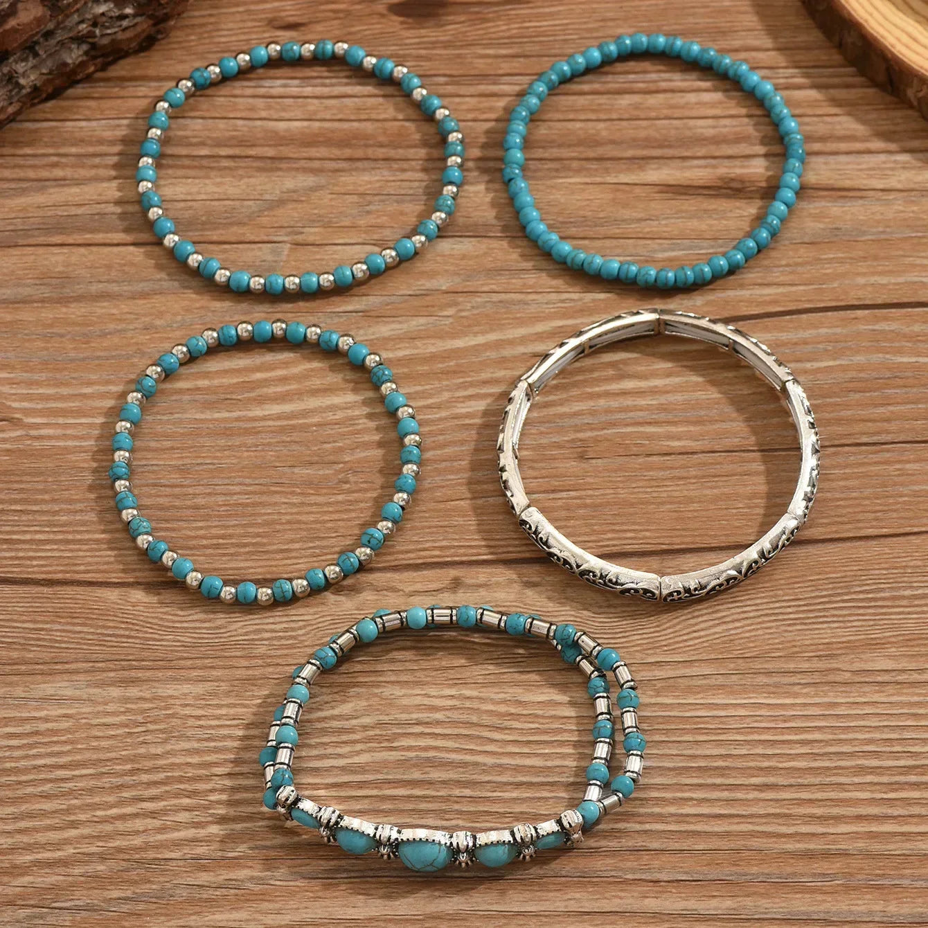 Turquoise Beaded Bracelet Set Margot