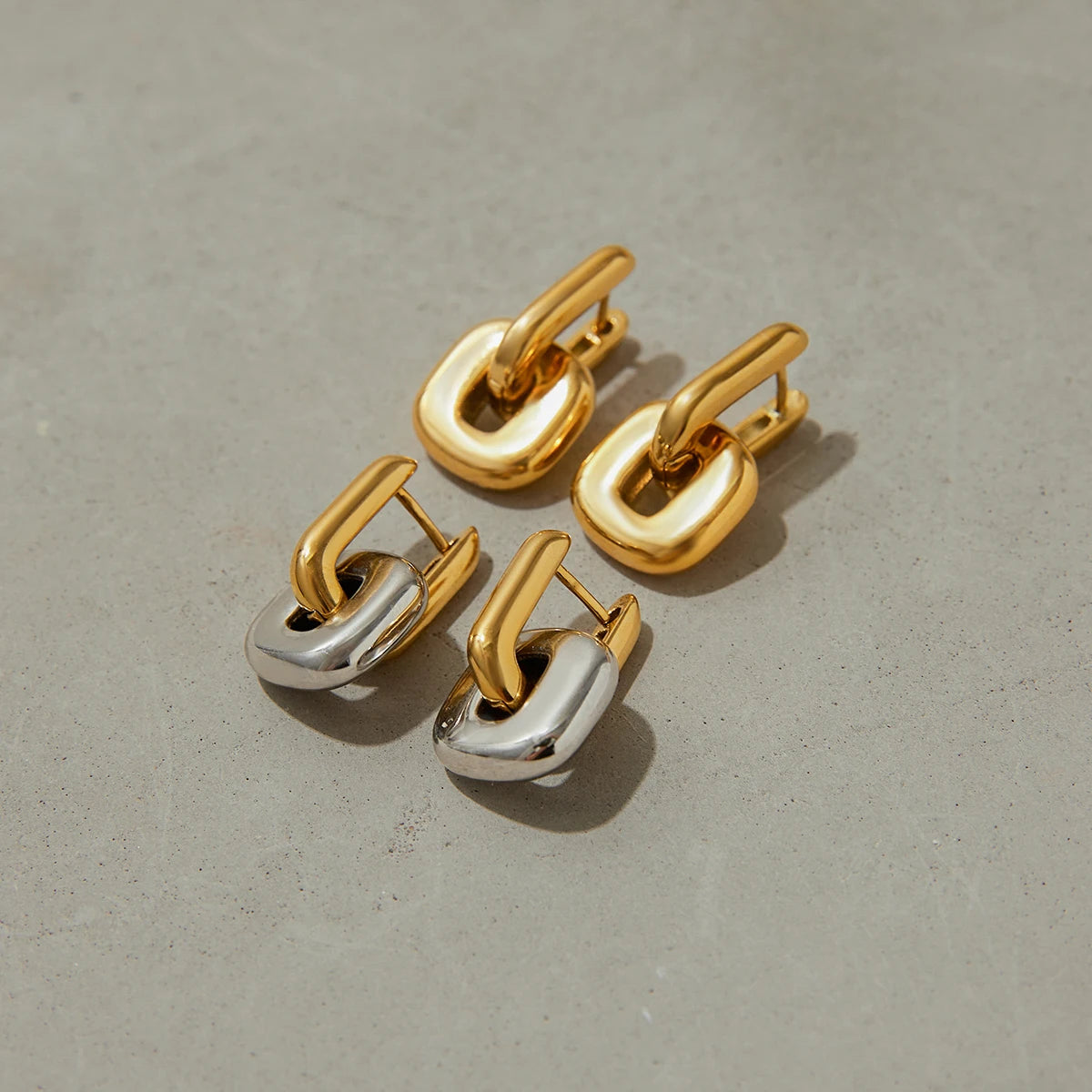 Two-Tone Oval Steel Earrings Margot