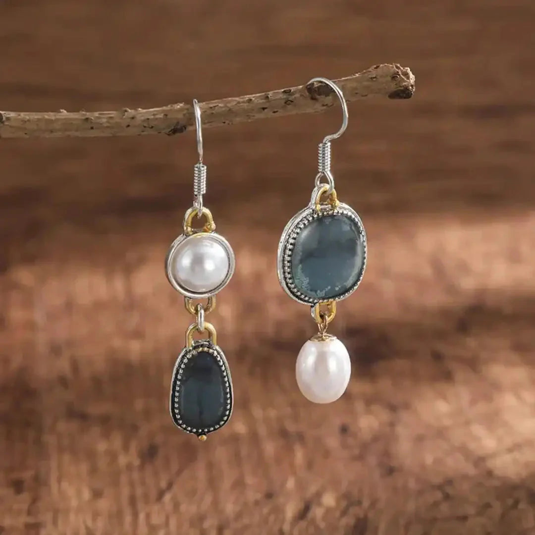 Vintage Blue Pearl Earrings Margot