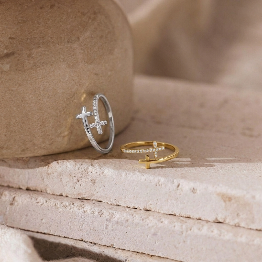 Wrapped Cross Gold Ring Margot