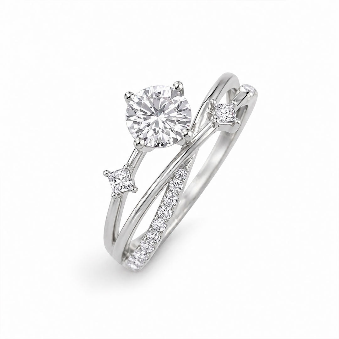 Intertwined Sparkling Double Band Ring Margot