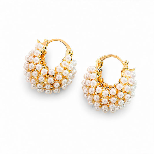 Pearl Cluster Hoop Earrings Margot