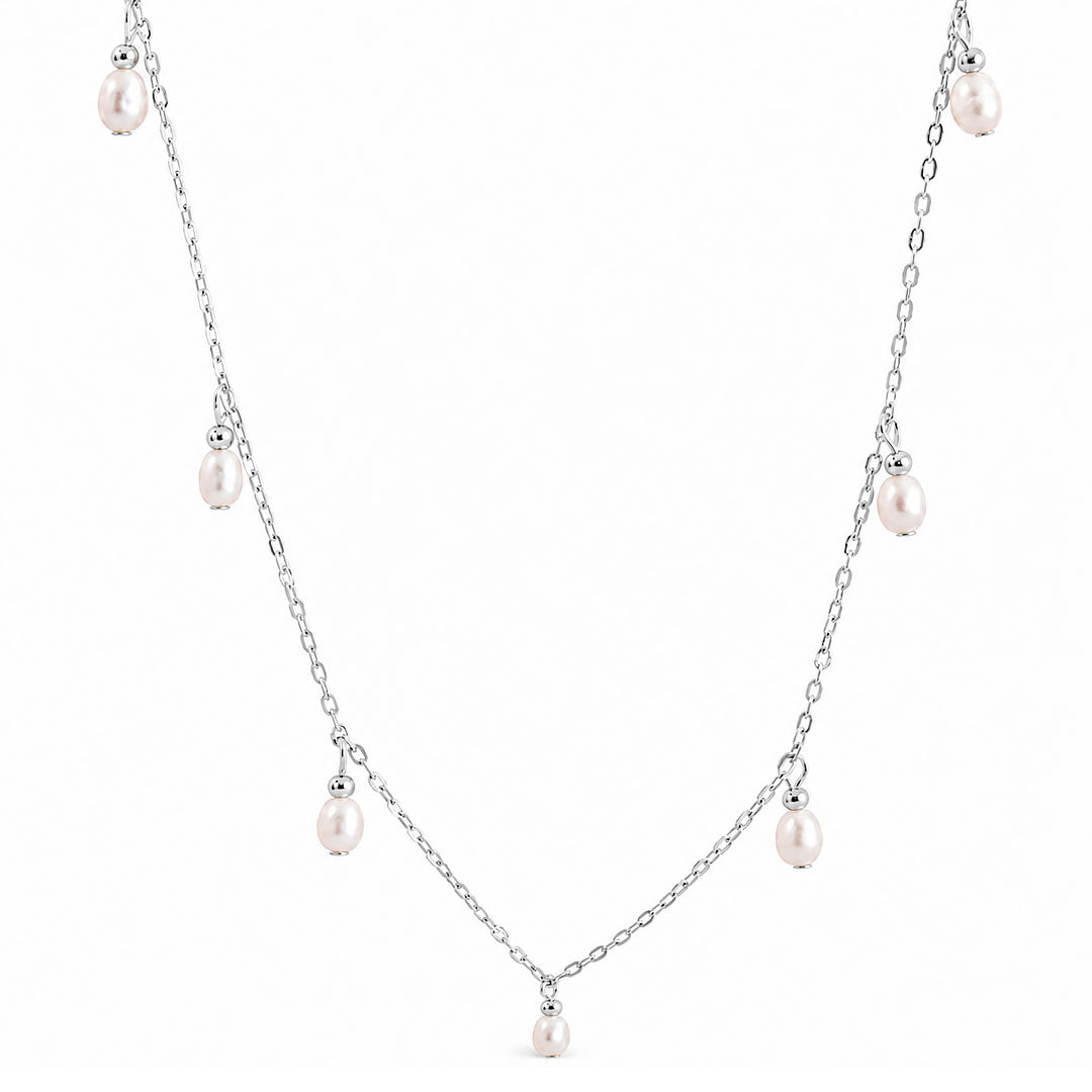 Pearl Droplet Station Charm Necklace Margot