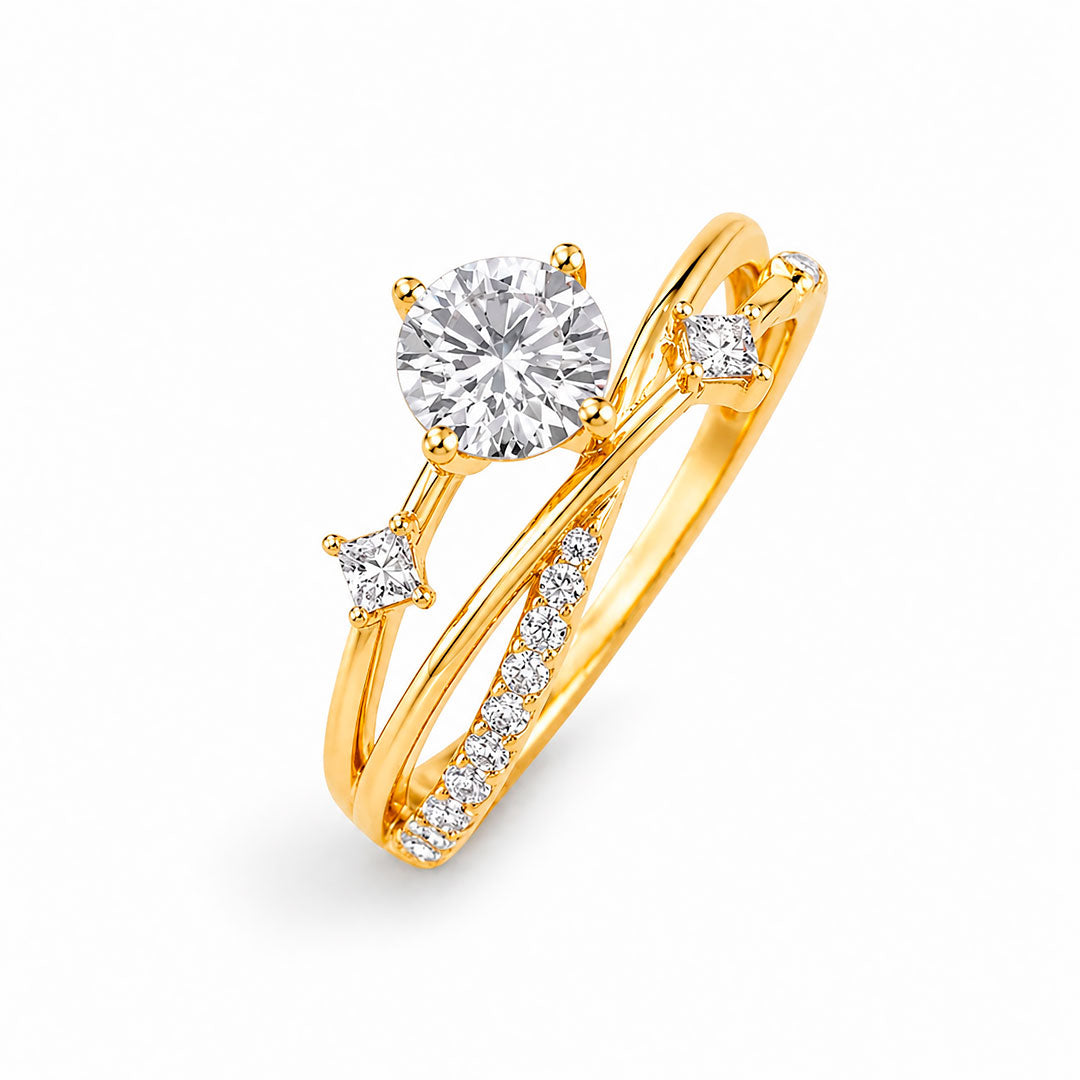 Intertwined Sparkling Double Band Ring Margot