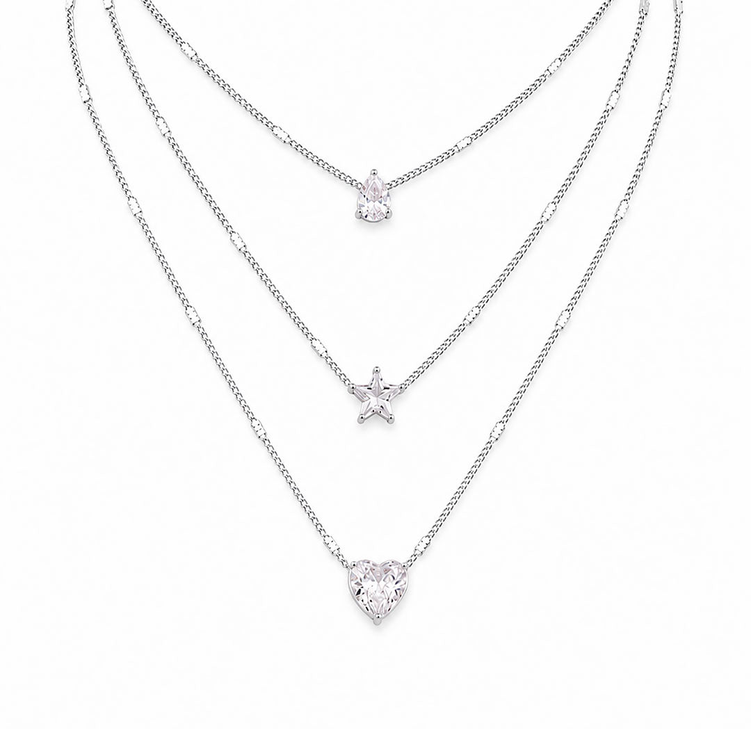 Triple Layer Crystal Charm Necklace Margot