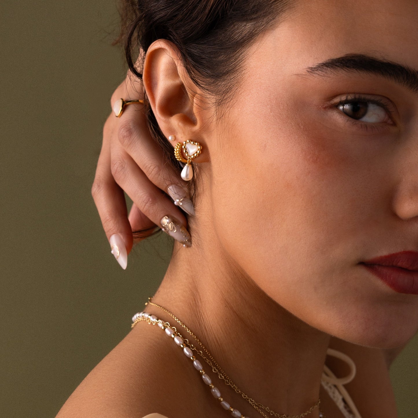 Beaded Drop Pearl Earrings Margot