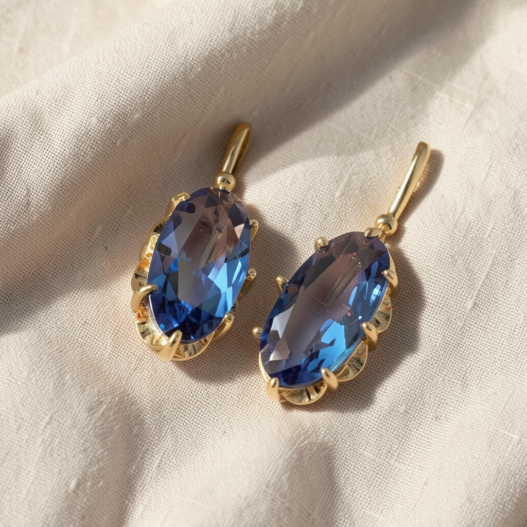 Blooming Blue Gold Earrings Margot