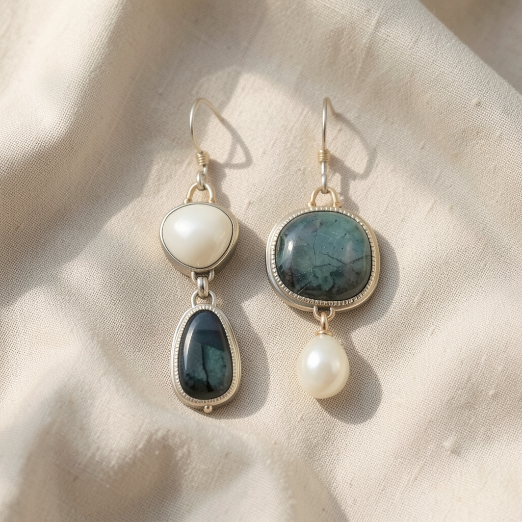Blue Stone Earrings Silver Margot