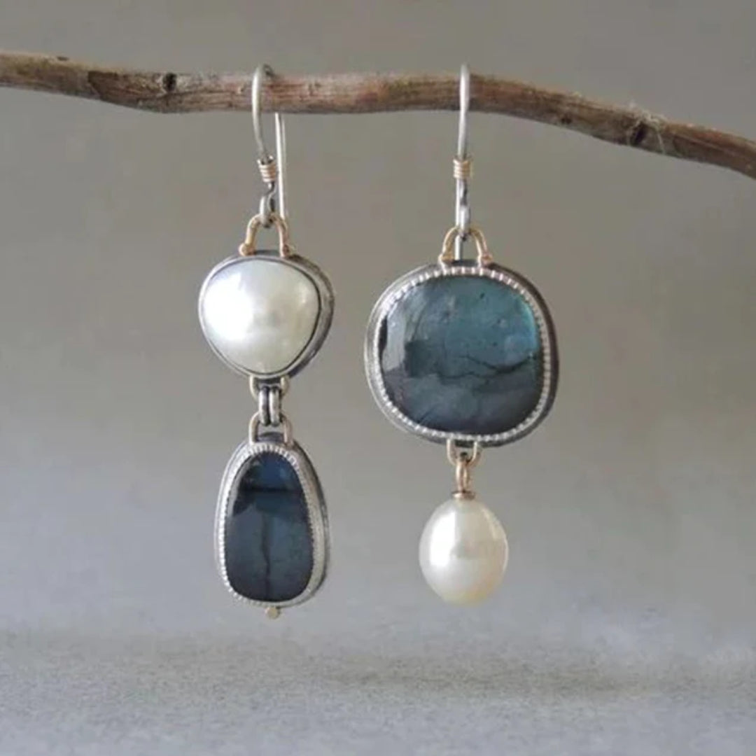 Blue Stone Earrings Silver Margot