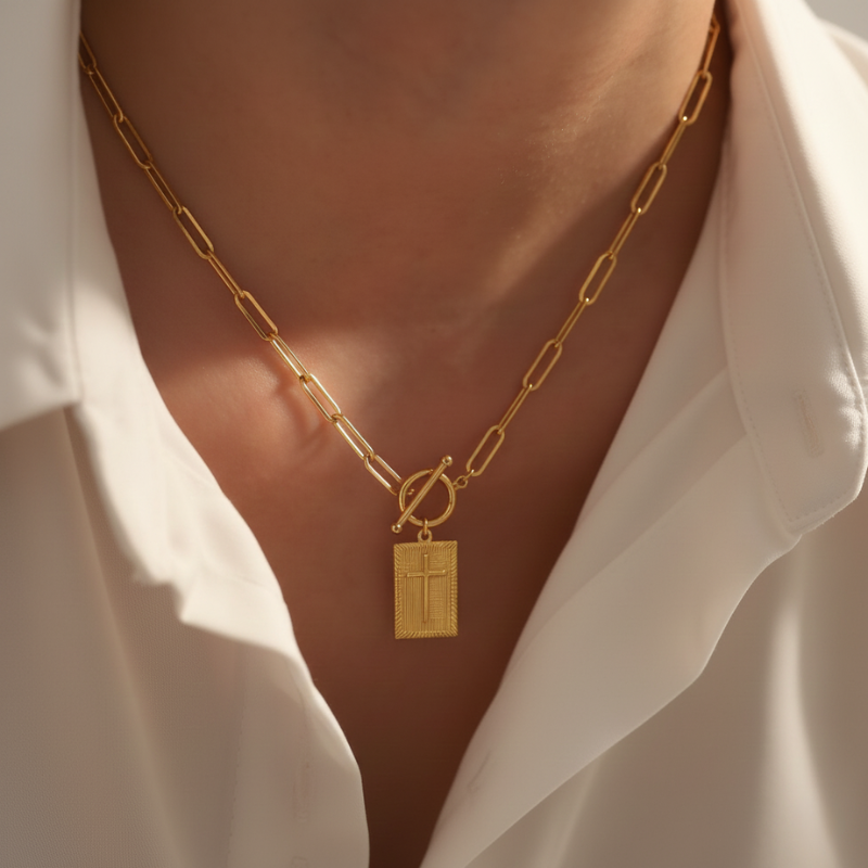 Bold Gold Cross Necklace Margot