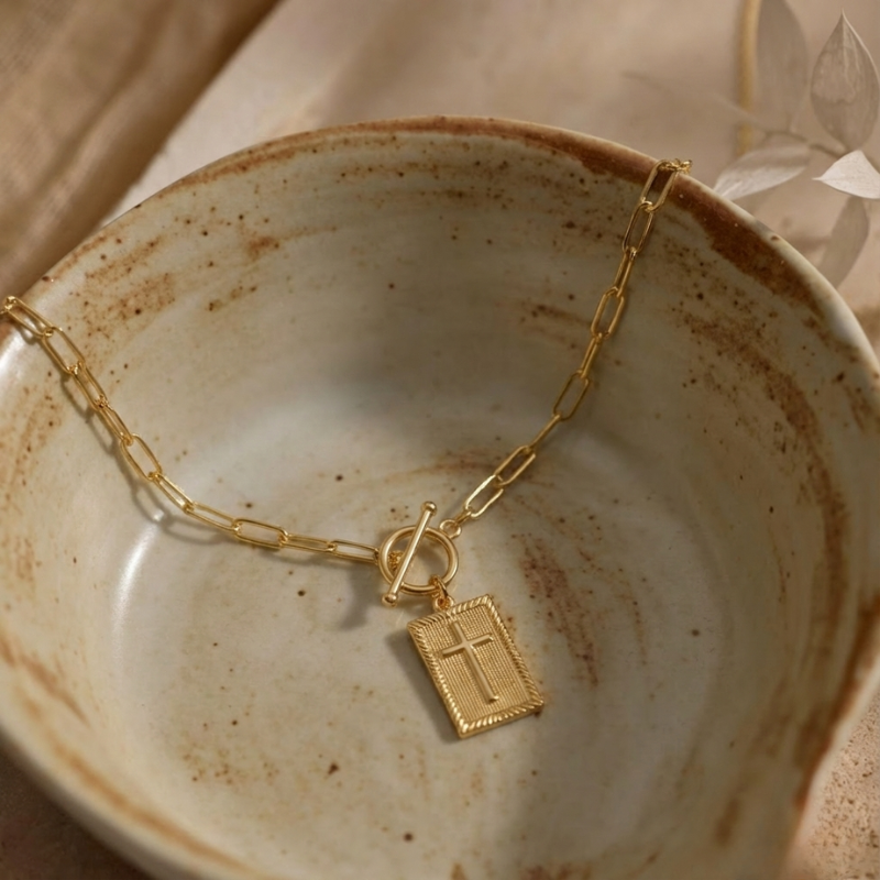 Bold Gold Cross Necklace Margot