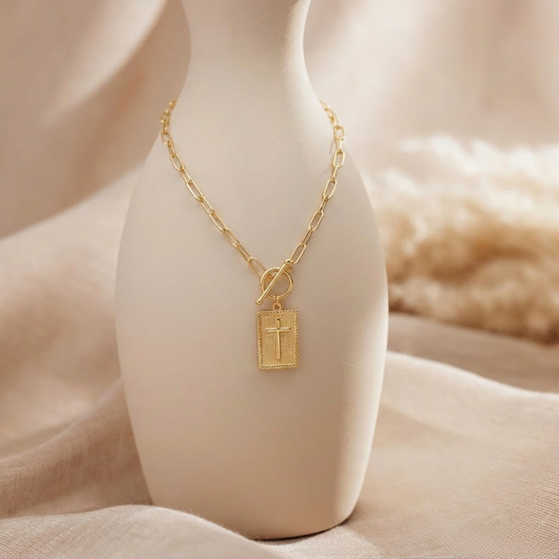 Bold Gold Cross Necklace Margot