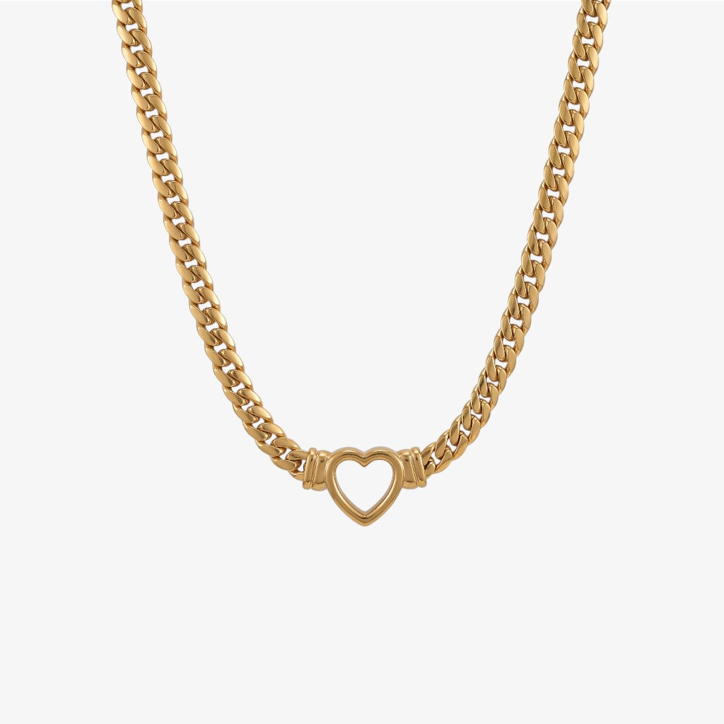 Chunky Gold Heart Necklace Margot