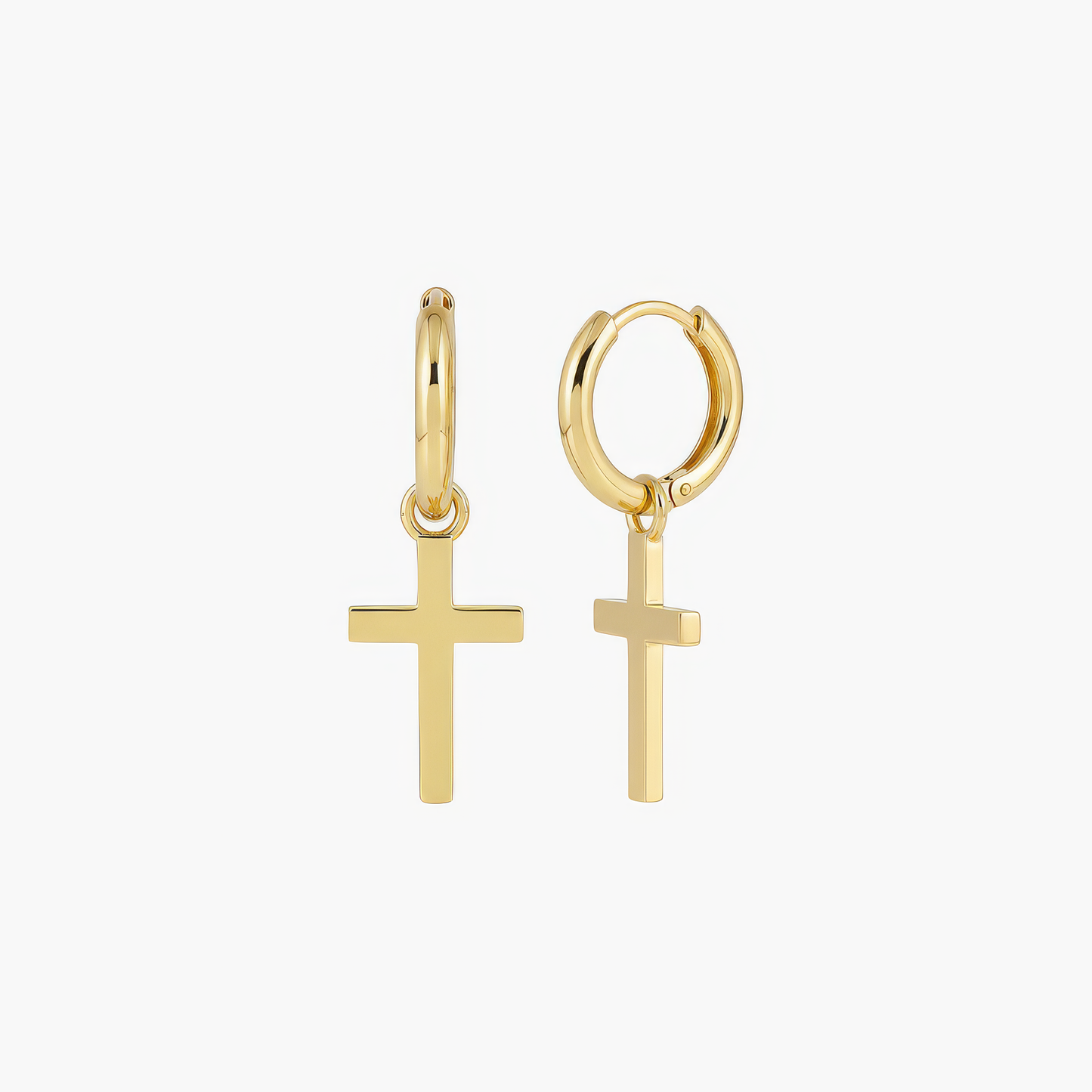 Classic Gold Hoop Earrings with Cross Margot