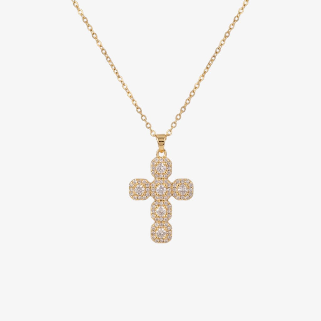 Clustered Crystal Cross Necklace Margot