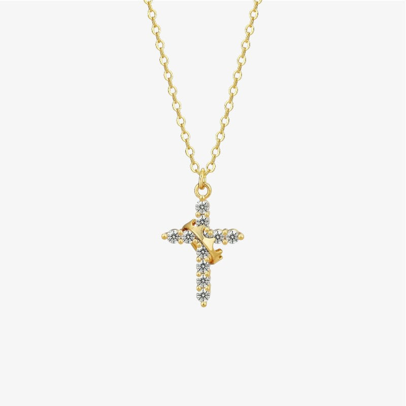 Crown Cross Gold Necklace Margot