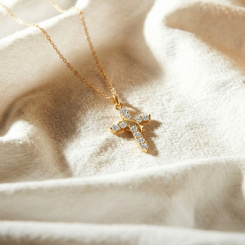 Crown Cross Gold Necklace Margot