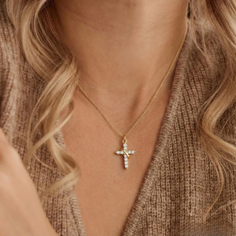 Crown Cross Gold Necklace Margot