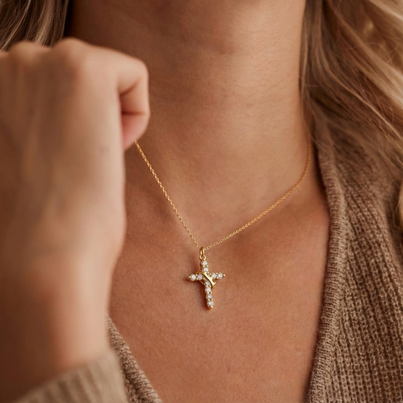 Crown Cross Gold Necklace Margot