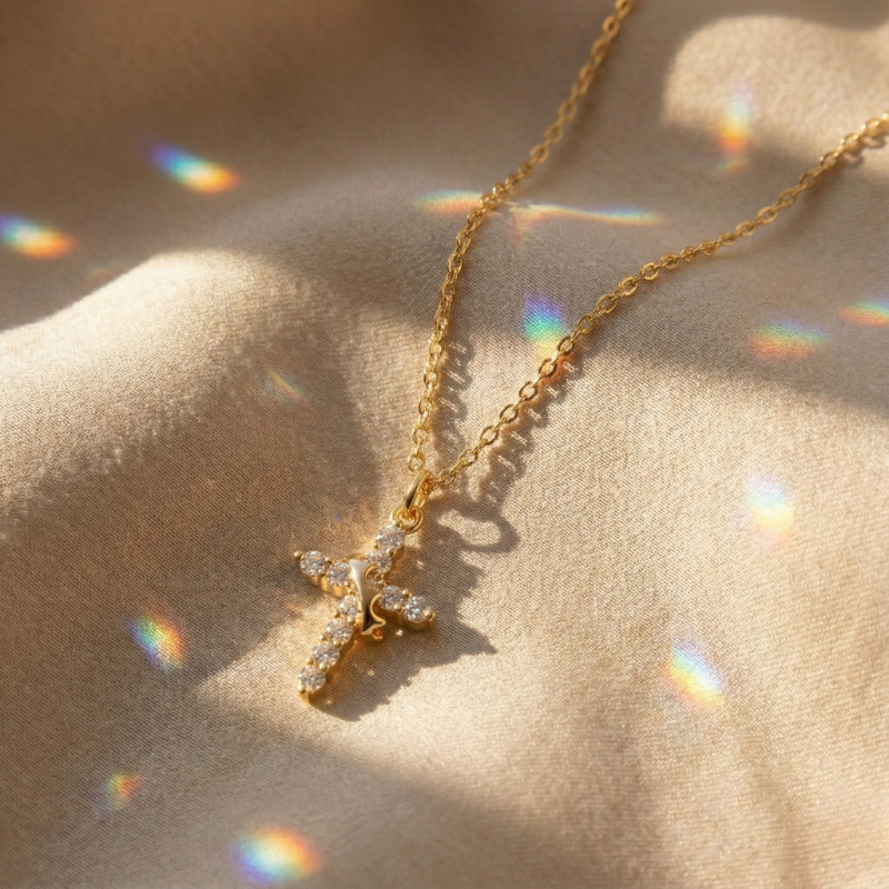Crown Cross Gold Necklace Margot