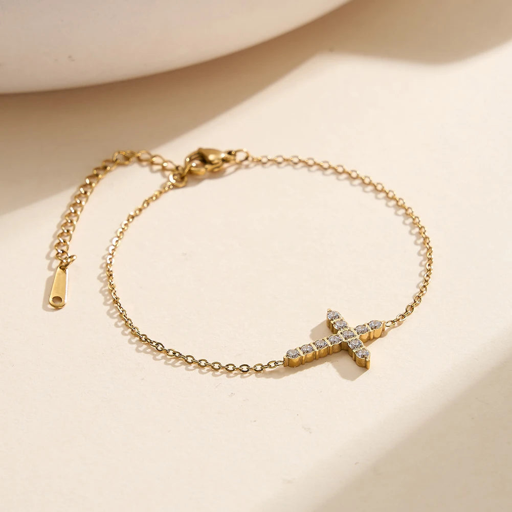 Crystal Cross Gold Bracelet Margot