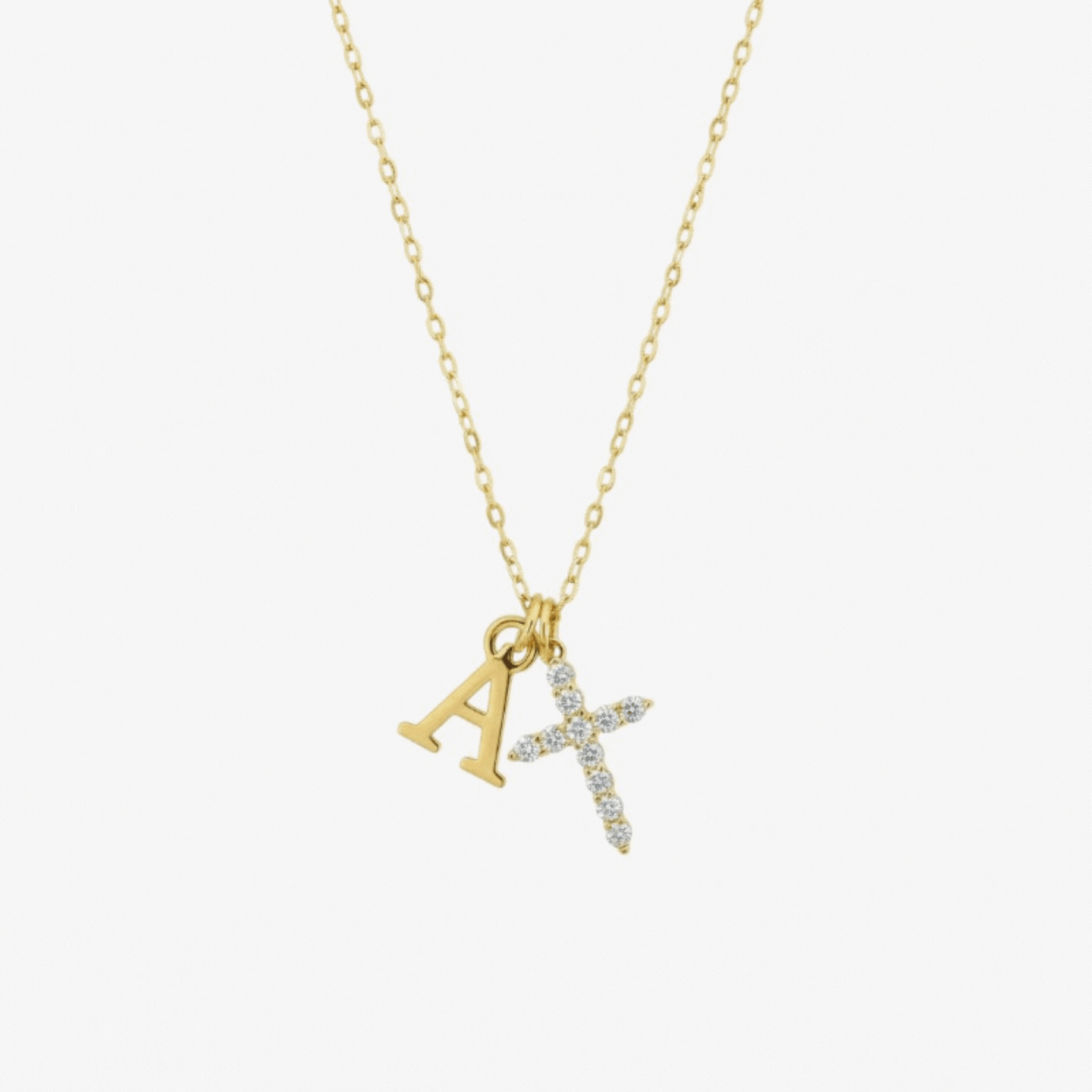 Crystal Cross Necklace Gold Margot