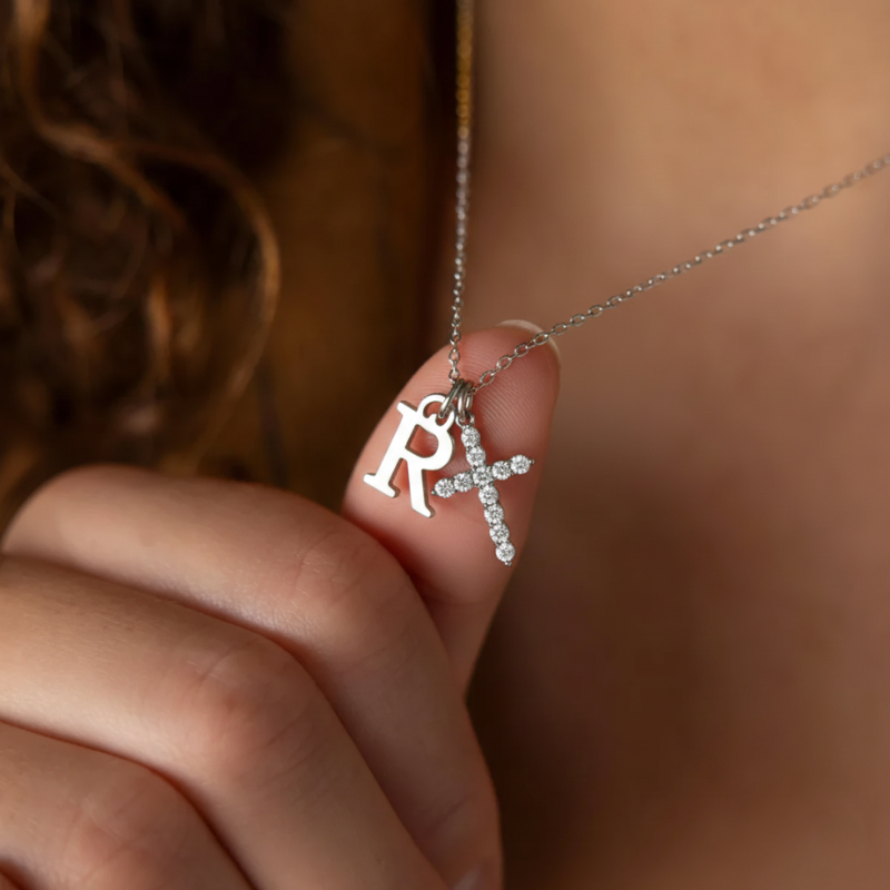 Crystal Cross Necklace Gold Margot