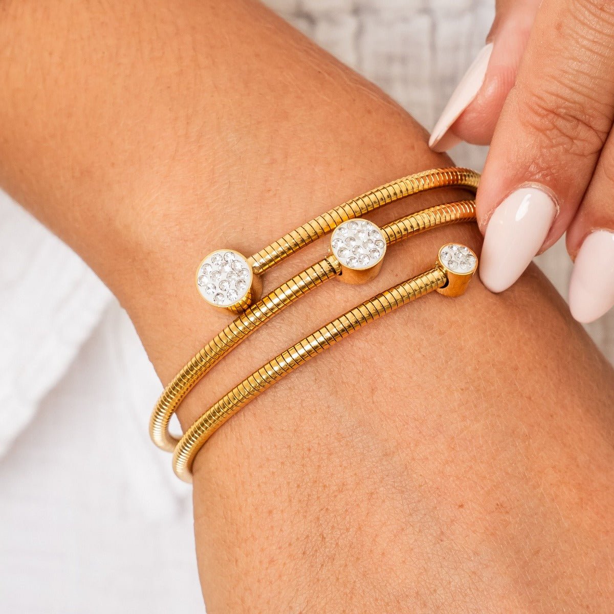 Crystal Spiral Gold Bracelet Margot