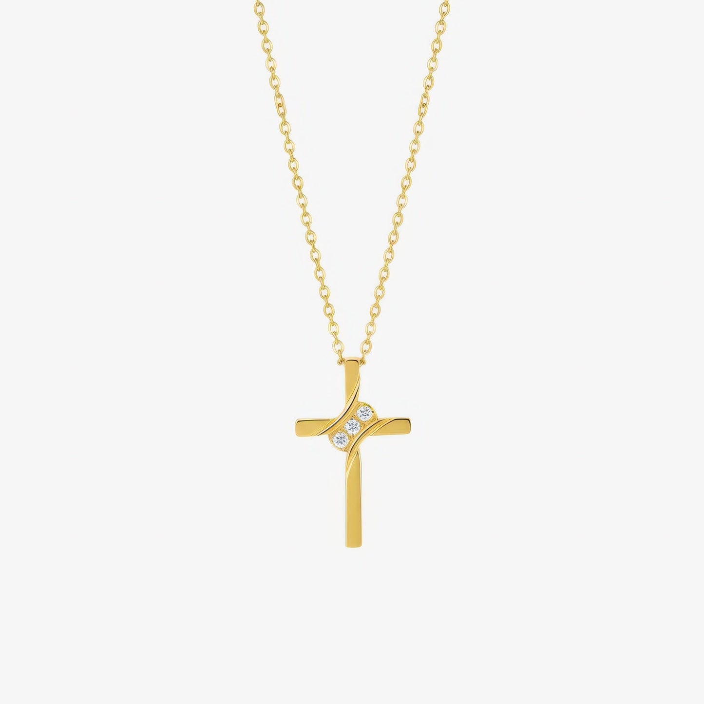 Curved Gold Cross Necklace Margot