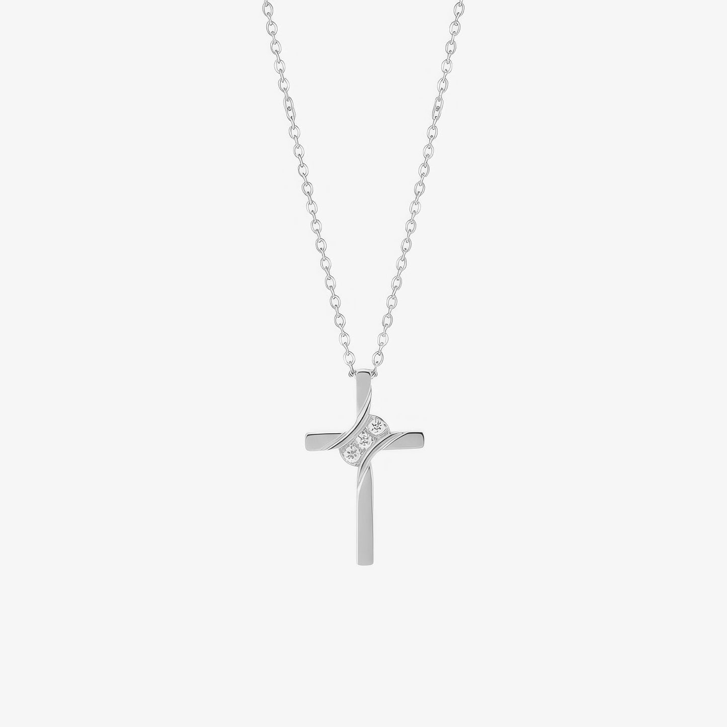 Curved Gold Cross Necklace Margot
