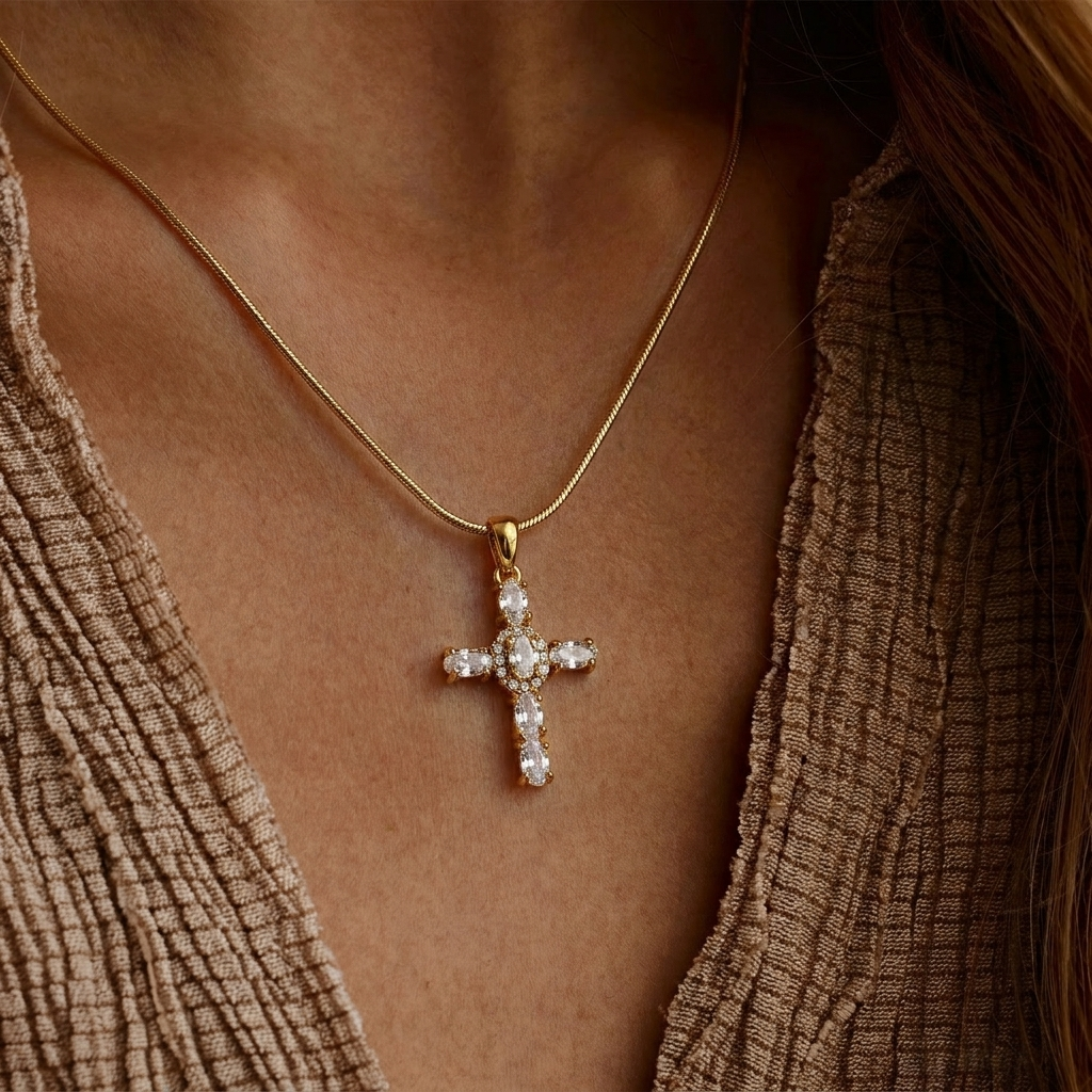 Dainty Gold Cross Necklace Margot